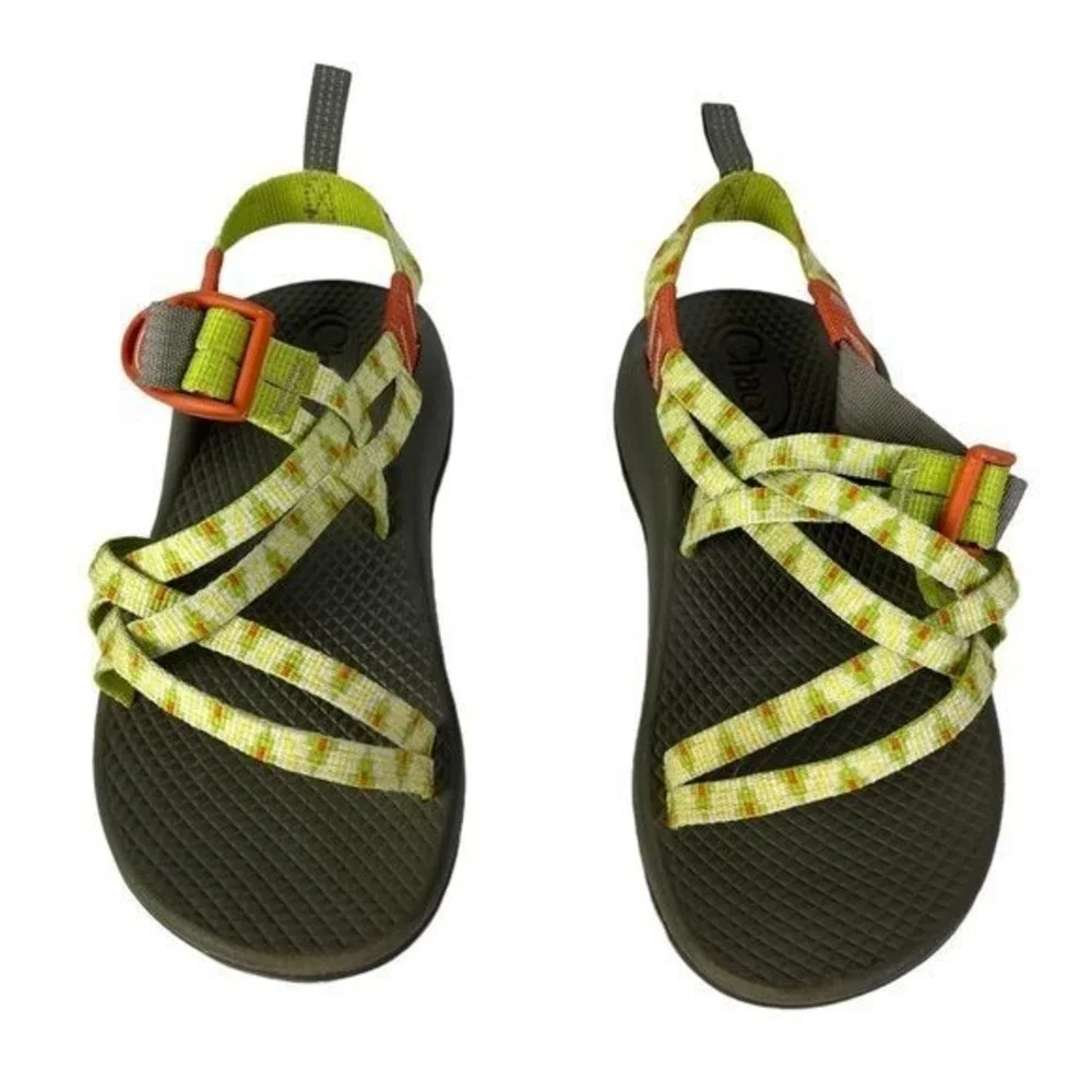 Chaco Z/2 EcoTread Sandals Youth 2 Green Multi Adjustable Strap Toe Loop Hiking‎